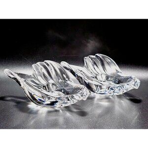 2 Gorham Dove Candlestick Holders 6" lead crystal birds taper holders